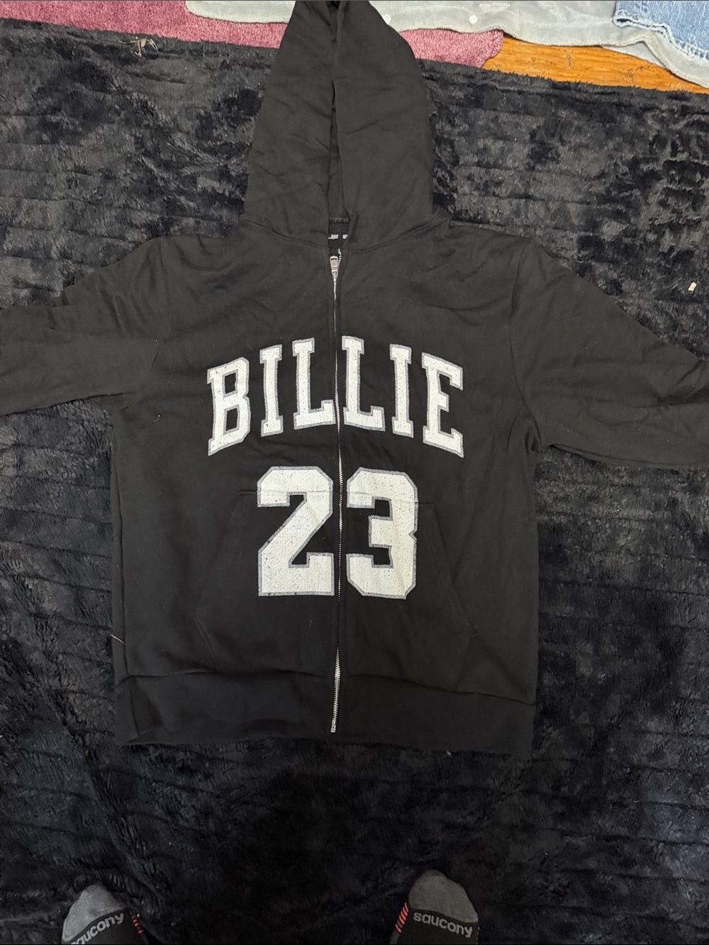 BILLIE Black Zip-Up Hoodie Jacket with Number 23